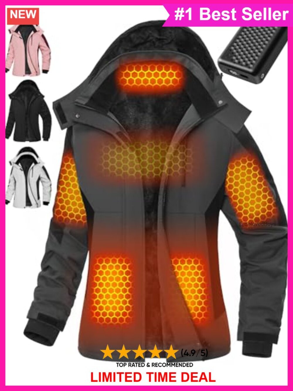 Graphene Heated Jacket 12V 18400mAh Fast Charge Water-Repellent Winter Coat